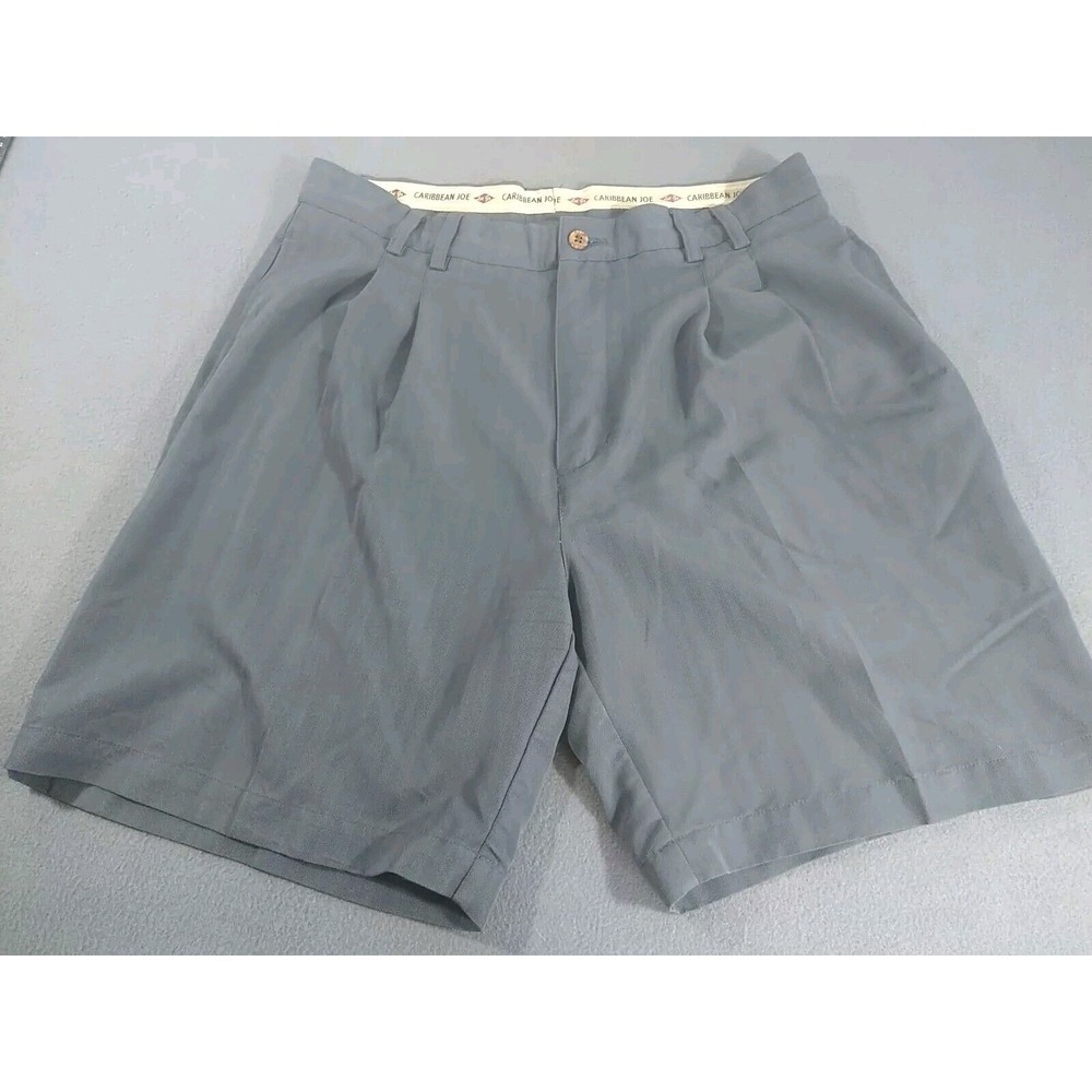 Caribbean Joe Chino Shorts Men 34x7.5‎ Black Pleated Preppy Twill College City